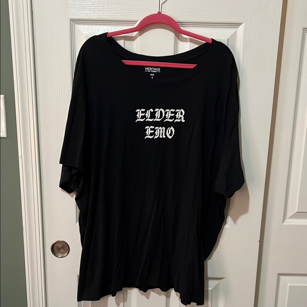 Torrid Black Graphic Tee with 'Elder Emo' Print